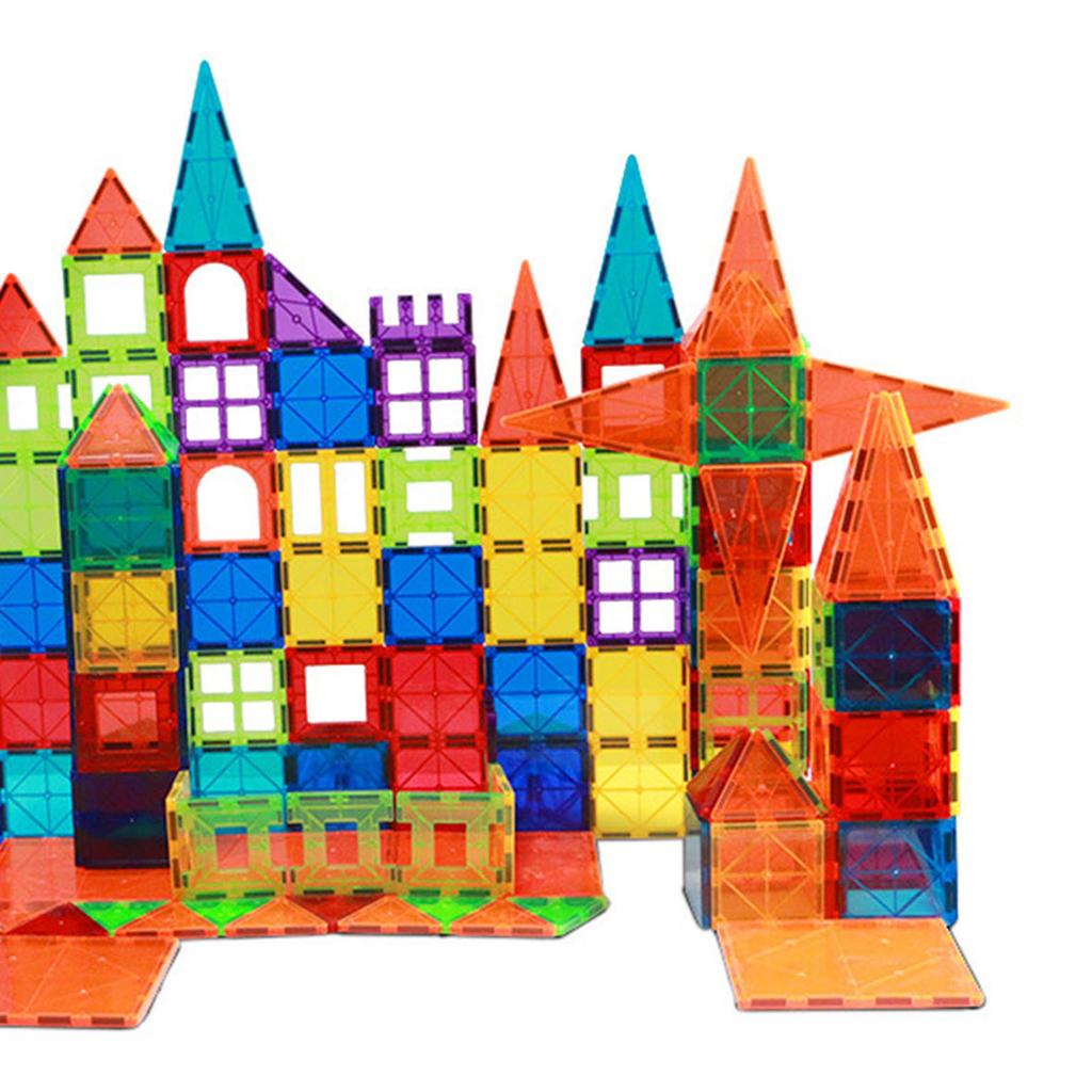 60 Pcs Magnetic Construction Toy Set Clear 3D Building Stacking Blocks Playboards Educational Toys