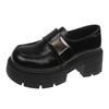 Thick-soled Heightening Small Leather Shoes Women's 2025 Autumn New British Style High-heeled Thick Heel Versatile Skirt Loafer Single Shoes