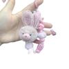 Autumn/Winter Plush Rabbit Teddy Bear Pompon Mobile Phone Chain with Bowknot and Beaded Key Lanyard