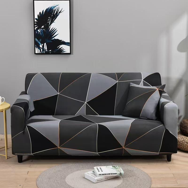 Four Seasons Milk Silk Elastic Sofa Cover - Single/Double Person, All-Inclusive Printed Design