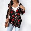 Women's Fashionable Casual Long Sleeved Loose Oversized Printed Top