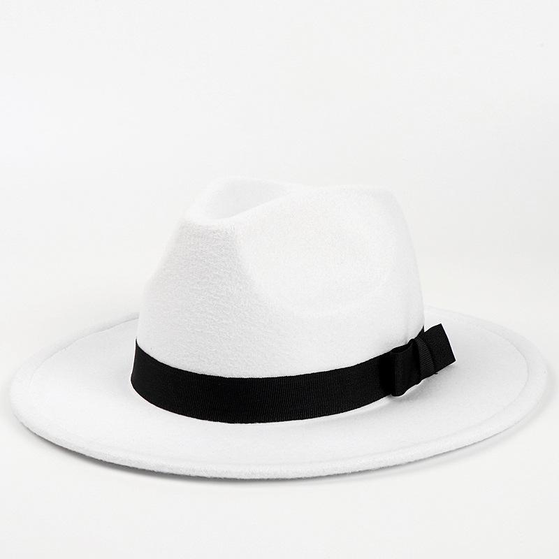 Street Shot Imitation Wool British Retro Jazz Hat Men'S And Women'S Big-Brimmed Top Hat Felt Hat Versatile Shade