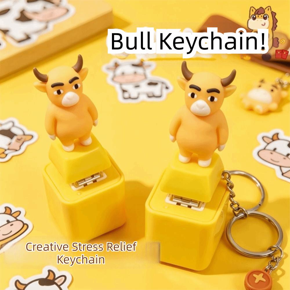 Abstract Bull Sound Button Keychain Light Up Push Button Keychain Bull Keychain  Office Desk Decor
