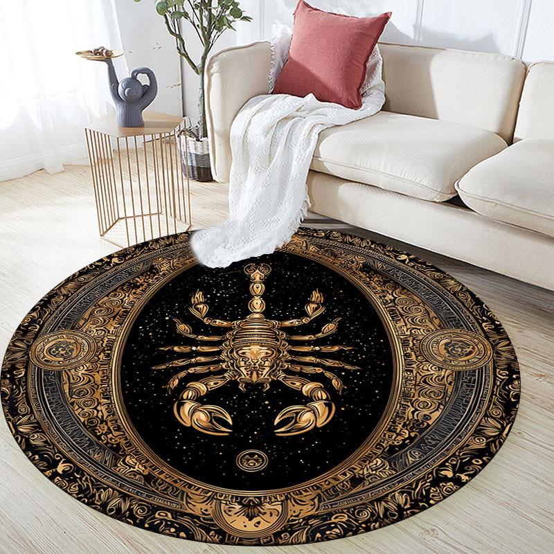 Spider & Scorpion pattern round rug,Carpet Rug for Living Room Bedroom Playroom ,Non-slip Floor Mat,Holiday Gifts and Birthday Gifts.