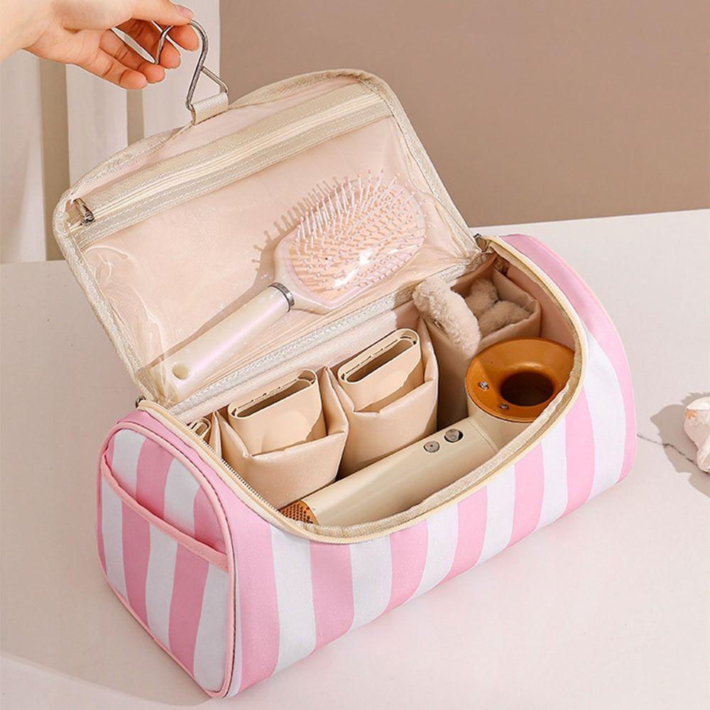 Large Capacity Travel Storage Case Striped Cosmetic Organizer Travel Toiletry Bag Travel Use