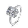 925 Sterling Silver Women's Irregular Rectangle Moissanite Ring, PT950 Gold-Plated, Light Luxury Niche Diamond Design.