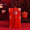 Faux Silk Red Envelope Chinese Wedding Red Pocket Lucky Money Hongbao Card Cash Envelope with Chinese Knot for New Year Spring Festival Wedding