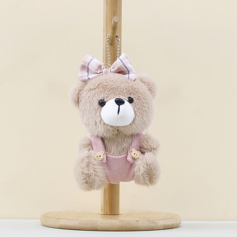 Adorable Bear Cartoon Plush Keychain With Pp Cotton Filling For Decor Bag