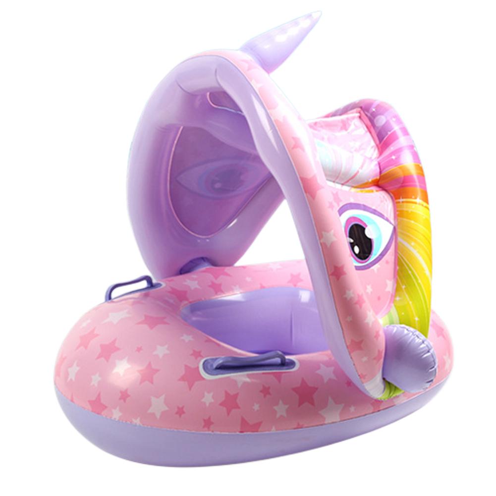 PVC Swimming Lifebelt Ring Smooth with Sun Shade Pool Swimming Circle Wear-Resistant Soft Unisex Convenient for Summer Vacation