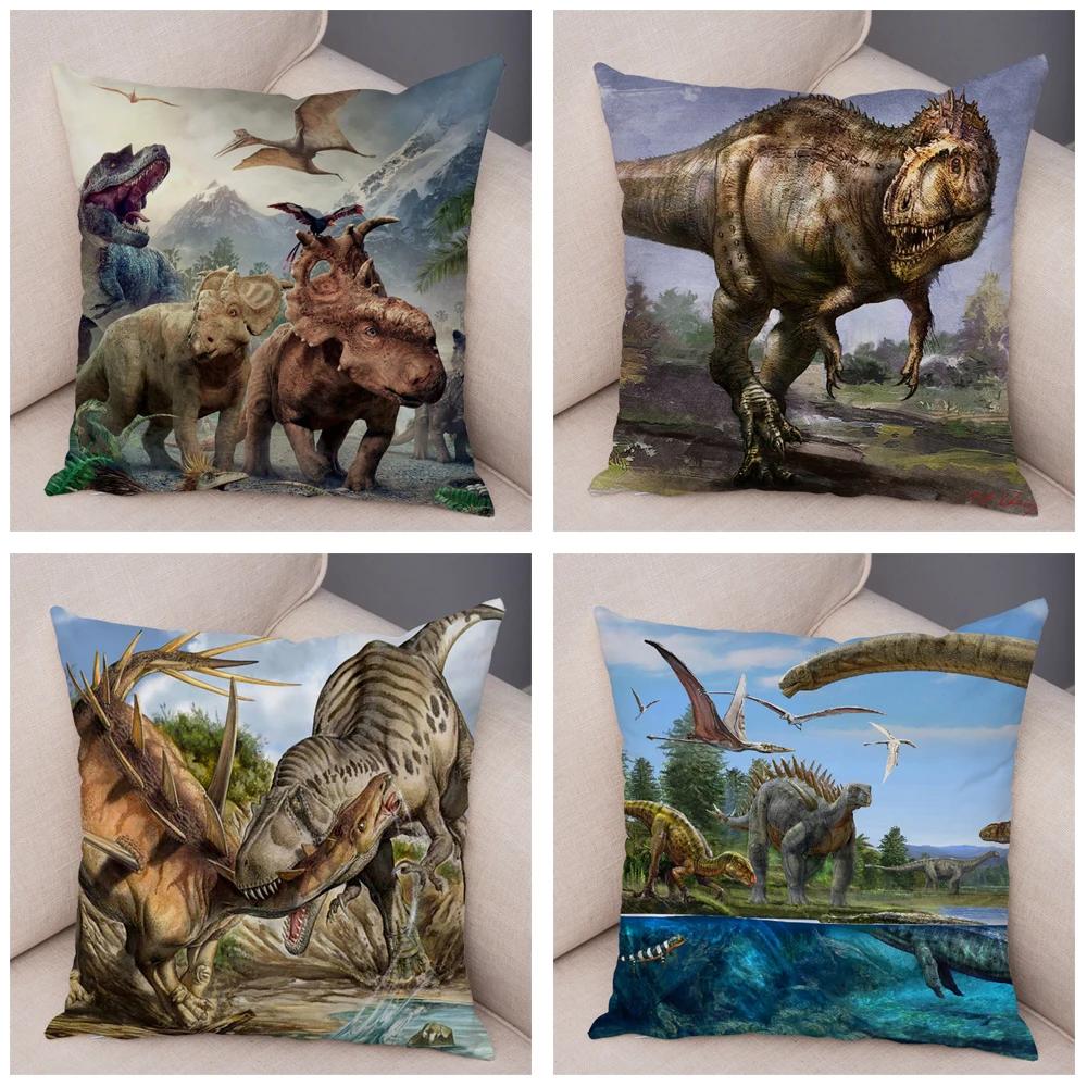 Car Sofa Home Pillowcase Jurassic Dinosaur Cushion Cover Decorative Wildlife Print