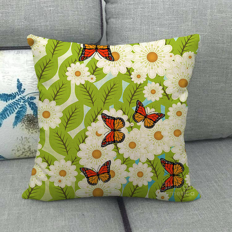 Colorful Butterfly Cartoon Insect Animal Digital Printing Short Plush Pillow Covers For Car Sofa Office Cushion Cover Home Goods
