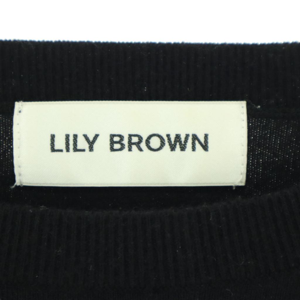 Unused Lily Brown Long Sleeve Power Shoulder Knit F Black LWNT214188 Women Used