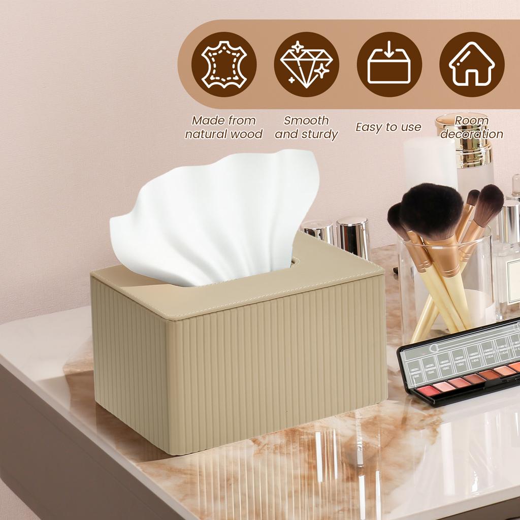 Tissue Box PU Leather Rectangular Tissue Box with Magnetic Bottom Decorative Rectangular Tissue Dispenser for Home Dining Room