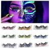 25mm Leuchtende Wimpern Leuchtende Glow In Dark Wimpern Glänzende Falsche Wimpern Verlängerung Cosplay Bühne