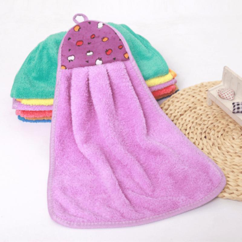 3pcs Coral Velvet Bathroom Supplies Soft Hand Towel Absorbent Cloth Dishcloths Hanging Cloth Kitchen Accessories 30*38cm