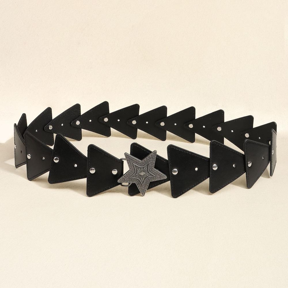 Subculture Y2K Star Belt Leather PU Rivet Belt Punk Cowboy Waistband  Girl