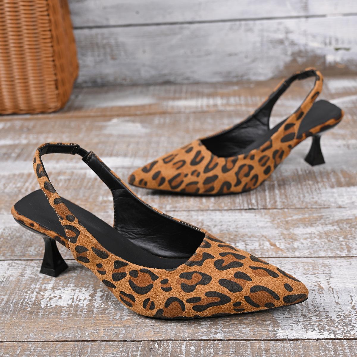 

Женские босоножки на шпильке с острым носком и леопардовым принтом, женская обувь, элегантные туфли на высоком каблуке, одинарные туфли на высоком каблуке 42