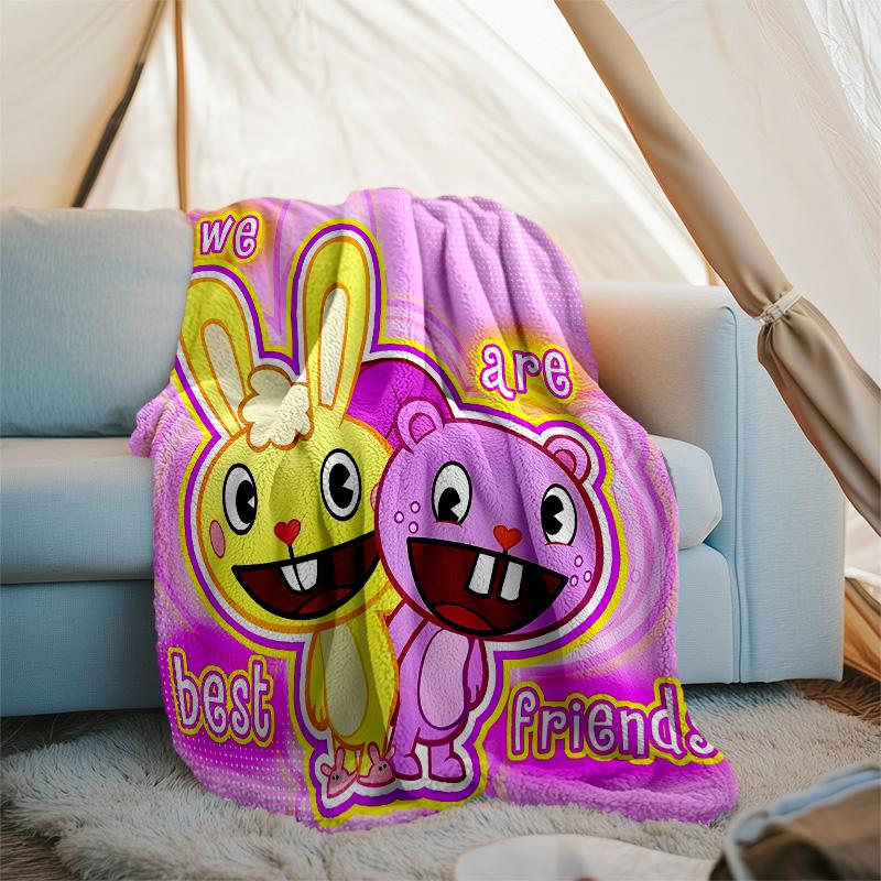 Happy Tree Friends4 printed throw blanket—lightweight,soft,warm;versatile blanket for all seasons—perfect as &air-conditioning throw,nap blanket