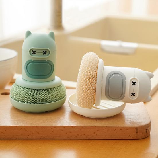 Cleaning Brush with Integrated Scrubber Powerful Decontamination Comfortable Handle Replaceable Brush Head Cleaning Scrubber Easy Dishwashing Tool