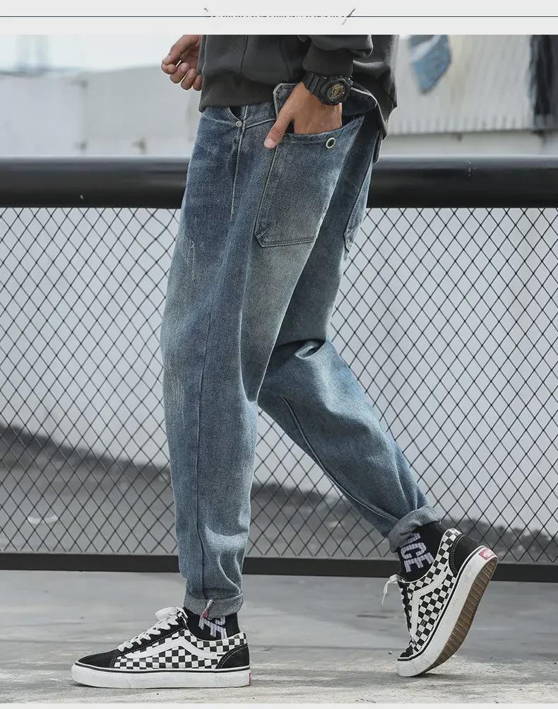 Men's Loose-Fit Straight Workwear Jeans: Trendy Korean-Style Harem Pants for Spring & Autumn