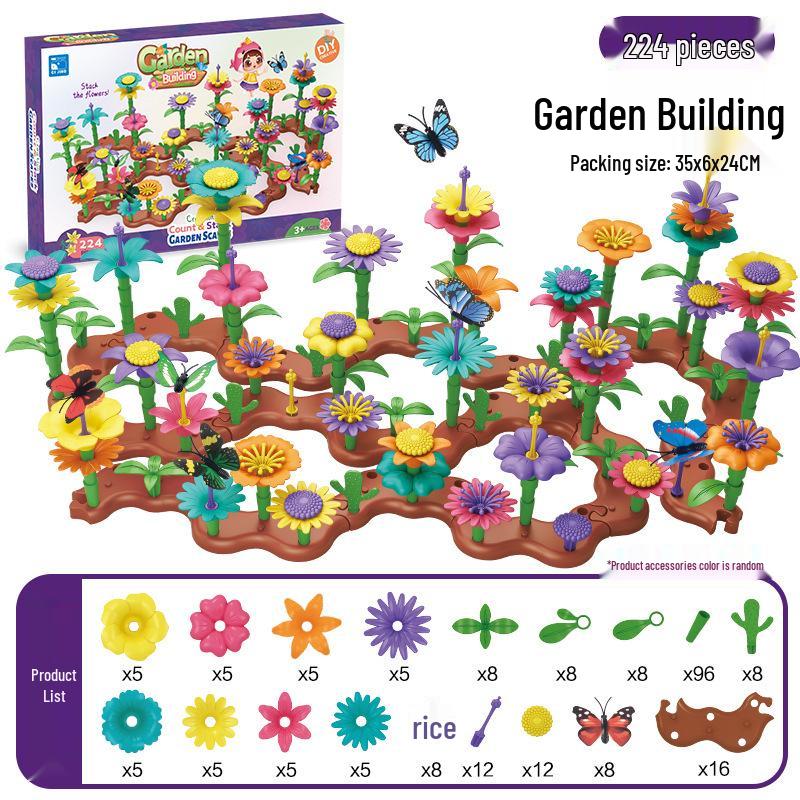 Children's Interlocking Flower Garden Building Blocks - DIY Assembly Toy Set