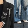 3Pcs/Set  Heart Metal Tassel Chain Brooch Retro Design Suit Pin Pendant Fixed Pin Party Accessories Gifts