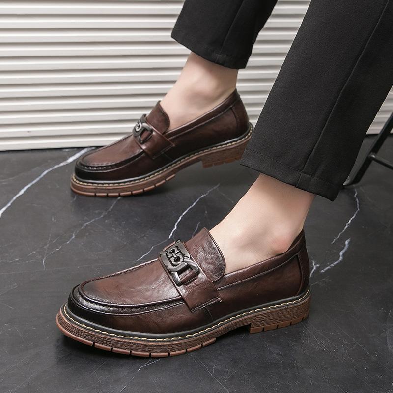 

Британский стиль мокасины мужские модные парикмахерские туфли Doudou повседневные кожаные туфли на платформе с одной педалью перчатки мужские туфли 43