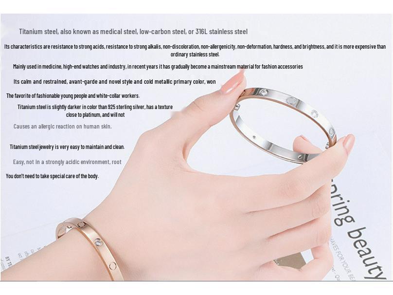 18K Gold Korean-Style Titanium Steel Women's Bracelet - Roman Bangle with Cold Style Niche Design