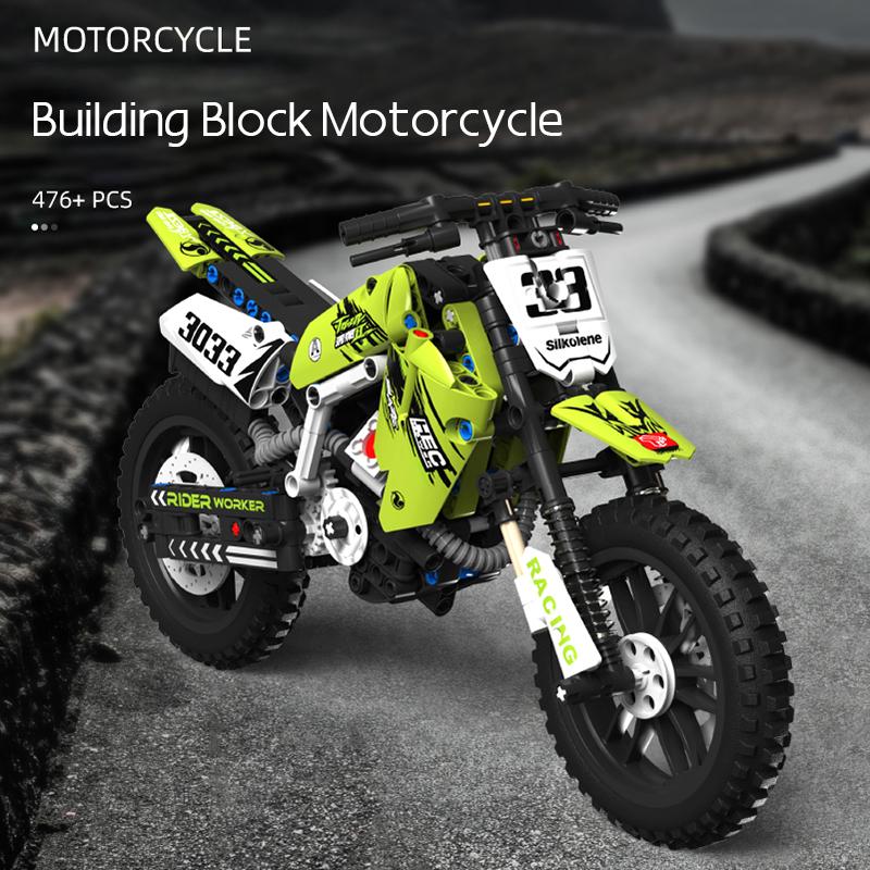 New!Technical MOC Racing Motorcycle Model Building Blocks Expert Off-road Locomotive Vehicle Model Bricks Toys Gift for Children