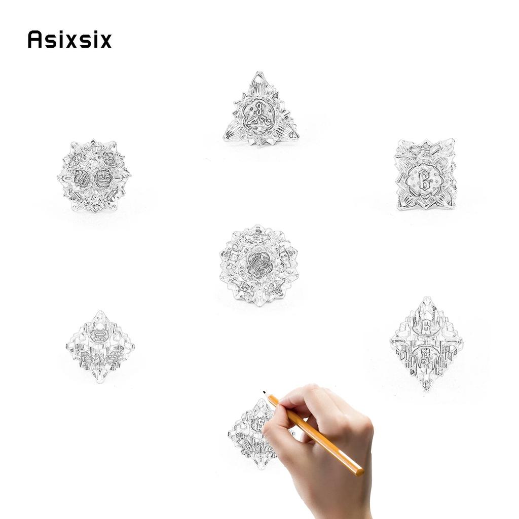 7 Pcs Copper Green Lotus Flower  Metal Dice Solid Metal Polyhedral Dice Set Suitable for Role-Playing RPG  Board Game Card Game