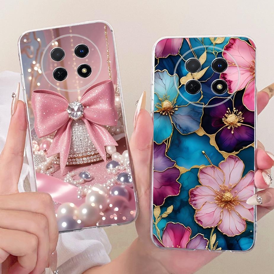 For Huawei Nova Y91 Case STG-LX1 STG-LX2 Stylish Bow Flowers Painted Cover Soft Silicone Case For Huawei Nova Y91 NovaY91 Fundas