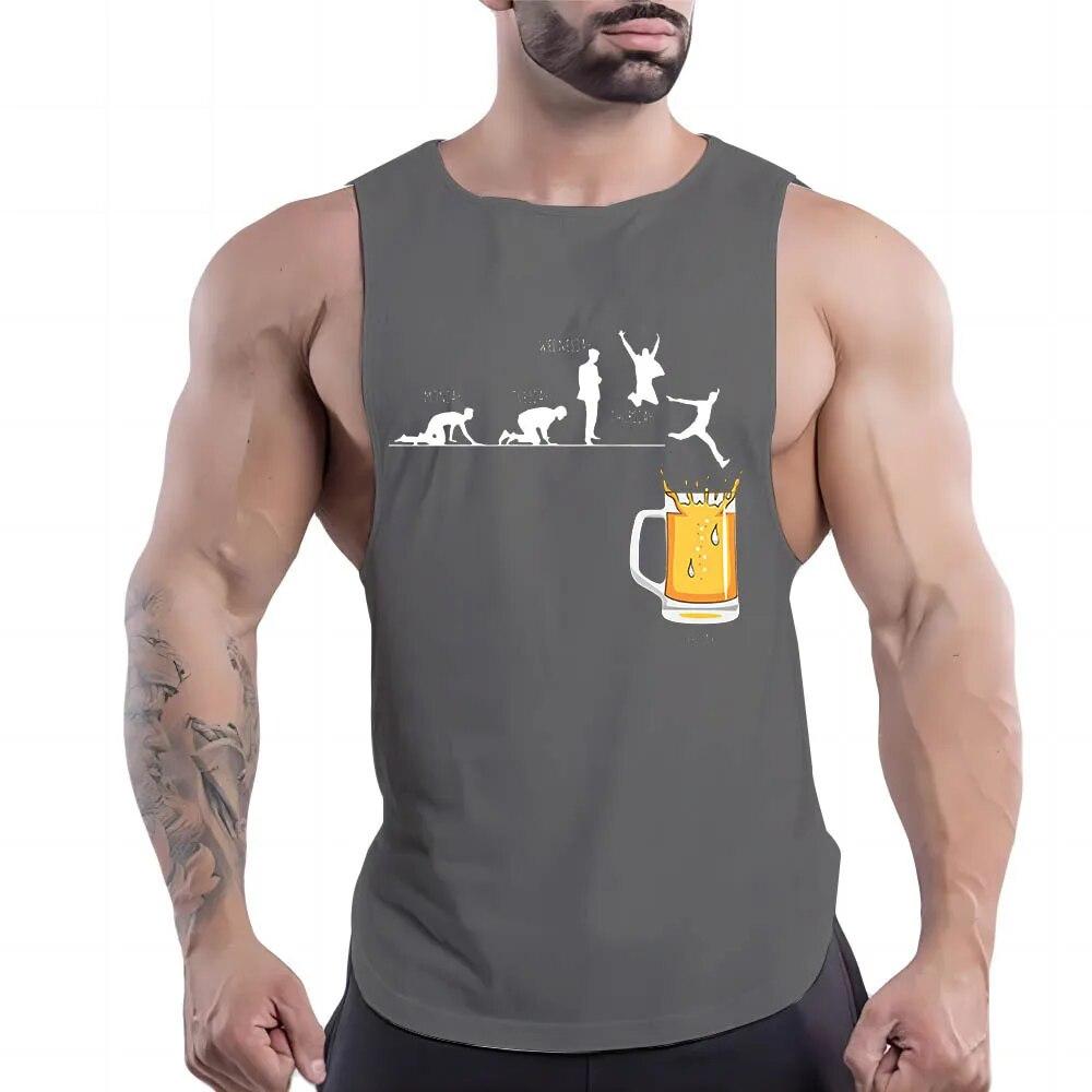 Pánská ležérní sportovní vesta Four Seasons s kulatým výstřihem, kreativní grafikou, 2D potiskem, jednoduchá móda, prodyšné tílko bez rukávů