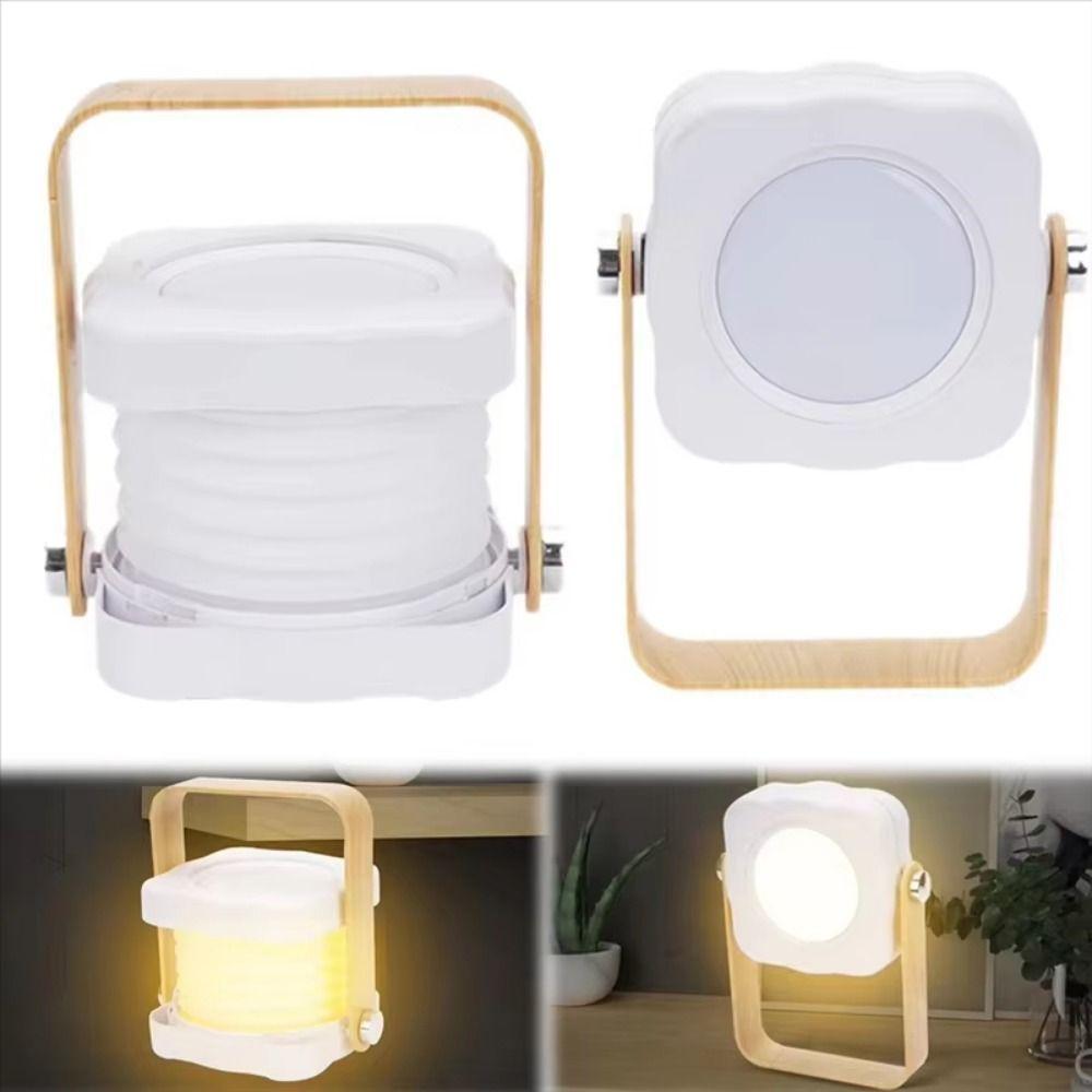 Wood Handle Foldable Night Lights Creative Folding Lantern Light Reading Lamp  Bedside Lamp