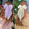 3Pcs Women Elegant Bow Ribbon Hair Clips Solid Color Satin Bowknot Clips Girls Korean Hairpins Party Headdress Hair Accessories