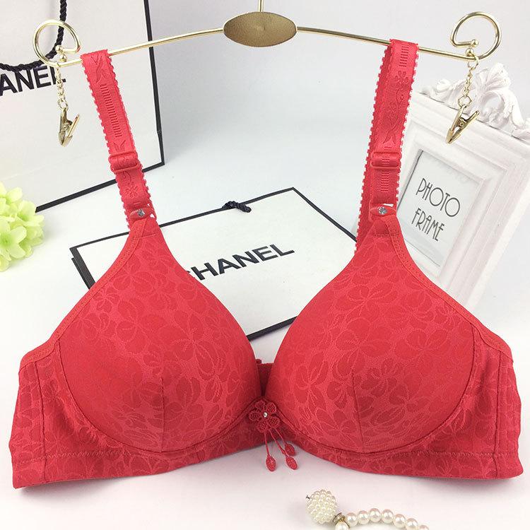 Women's solid color bra comfortable no steel ring bra no magnetic no steel ring middle-aged and elderly breathable underwear underwear direct batch