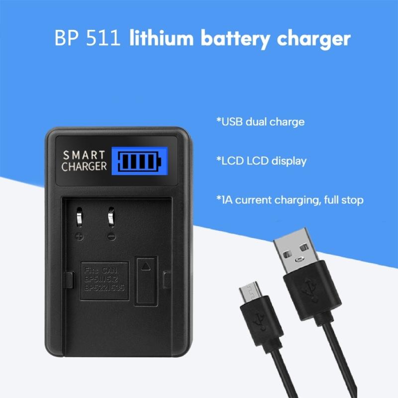 Portable LCD Screen Display Camera Battery Chargers for BP511 5D 50D 40D 20D Cameras Convenient Charging Power Supply