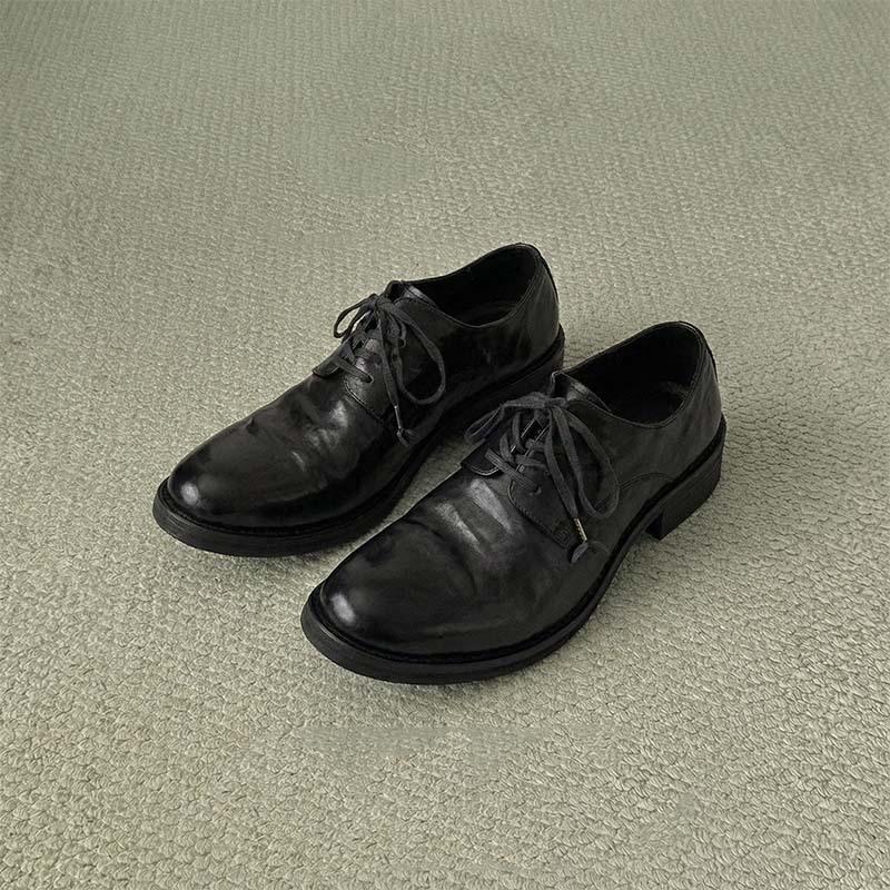 Commuter Oxford shoes pleated pointed leather shoes men's invisible heightening shoes men's and women's head derby shoes casual
