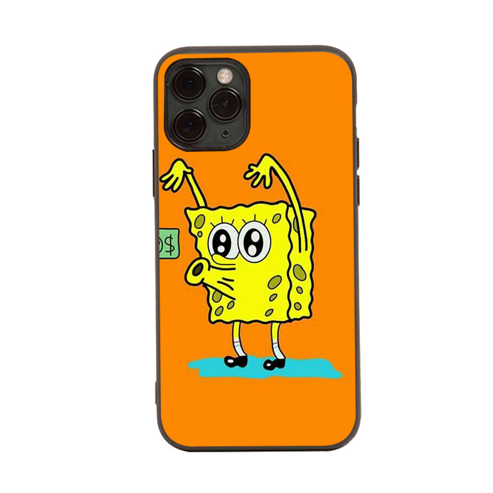 PB7 Little Cute Spongebob Black Sofe Case for Samsung Note 20 Lite S24 Ultra S23 A03 A05 A06 A11 A71 A15 A16 A13 A24 A25 A33 A52 A53 A50 M55 M35 Plus