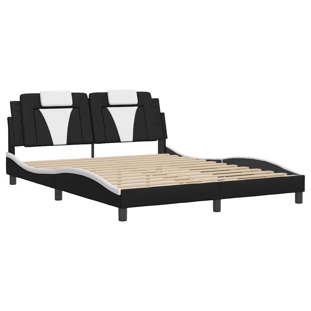 Bed Frame Viana without Mattress Black and White 160x200 cm Faux Leather
