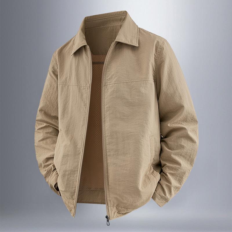 Men's Windproof Lapel Coat: 2025 New Style Solid Color Loose Casual Business Jacket for Spring & Autumn