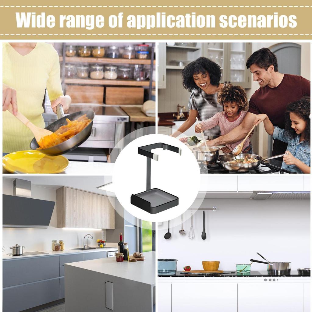 Lid Rack Multifunctional Metal Spoon Rest With Drip Tray Pot Lid Holder While Cooking For Spatula Dish Cooking Stove Countertop