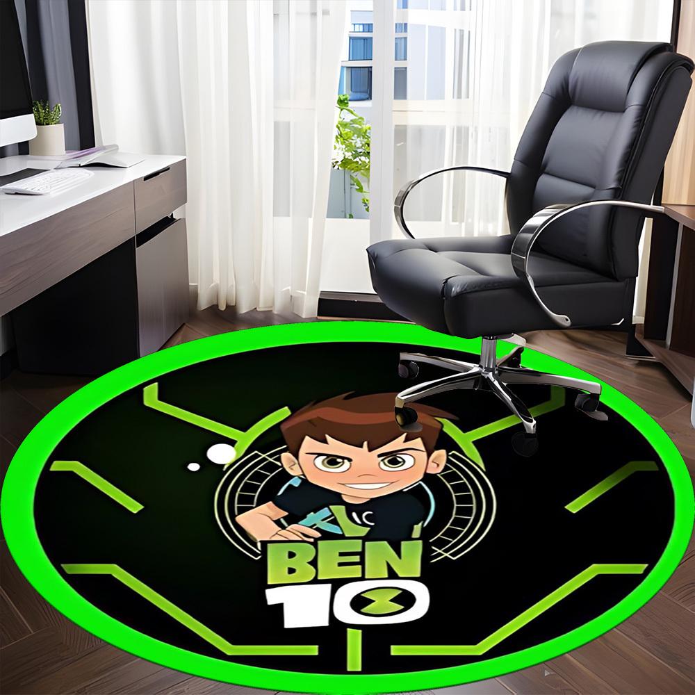 1 Pezzo Tappeto Rotondo da Ufficio Ben 10 - Perfetto per l'Arredamento dell'Ufficio o dello Studio, Lavabile in Lavatrice, Fondo Antiscivolo, Tappetino Decorativo