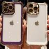 For iPhone 16 Pro Max Luxury Plating Color Soft Frame Transparent Phone Case For iPhone 12 13 14 15 Plus Lens Protective Cover