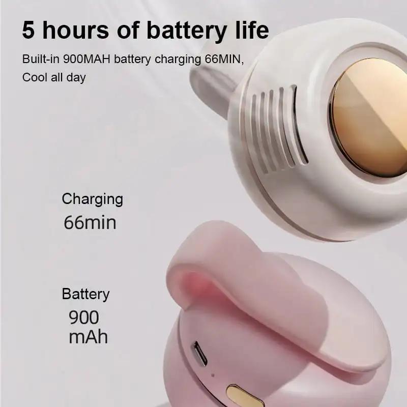 Small Whirlwind Clip Waist Neck Fan USB Rechargeable Bladeless Electric Fan Summer Mini Portable Hands-Free Cooling Fan