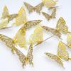 12Pcs Butterfly Wall Decor Gold Colorful 3D Butterfly Wall Stickers Self-stick Wall Decal For Wedding Birthday Party Wall Decor
