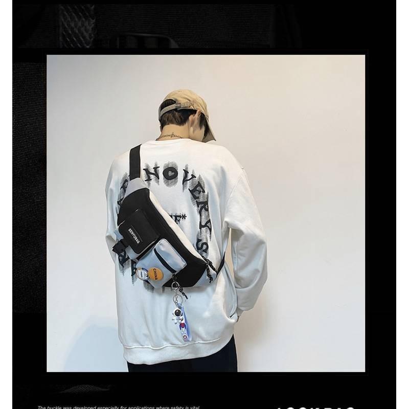 Sac de poitrine unisexe étanche élégant Couleur tendance Bloc de couleur Bandoulière Pour le cyclisme et le voyage