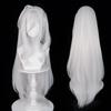 Long Straight White Synthetic Wigs with Bangs Fluffy Anime Game Cosplay Heat Resistant Wig for Daily Party