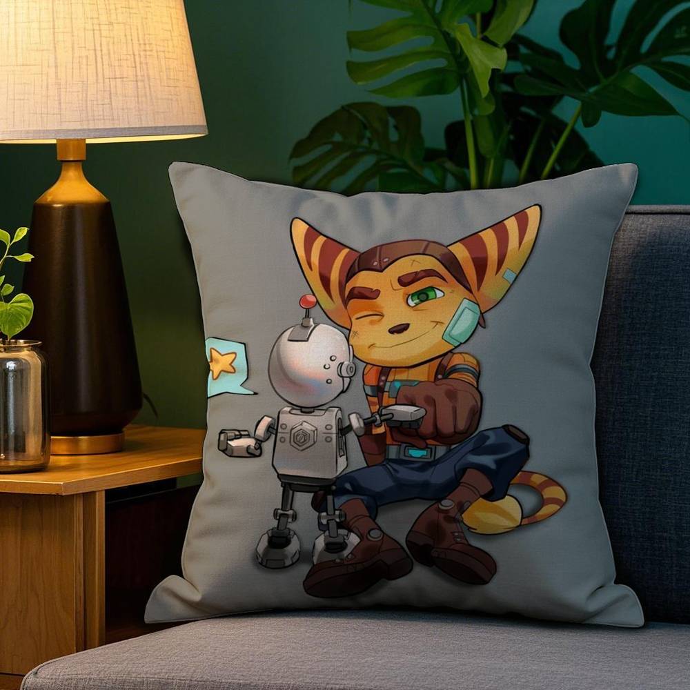 Cartoon RRatchet N CClank Pillow Case Plush Fabric Soft Double Sided Print Sofa Cushion Cover Throw Pillow Covers