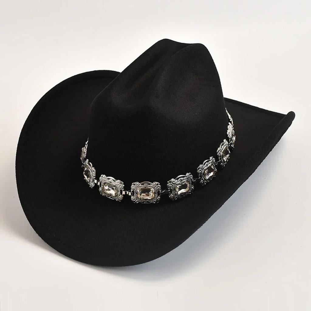 Artificial Wool Western Cowboy Hats for Women Vintage Roll Brim Gentleman Lady Cowgirl Jazz Hats