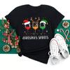Polyester  100% New Christmas Happy Christmas Tree Santa Claus Casual and Fashionable Round-neck Short-sleeved Women's Base Tops